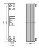 Чертеж пластинчатого паянного теплообменника SAC052-30-3.0-H