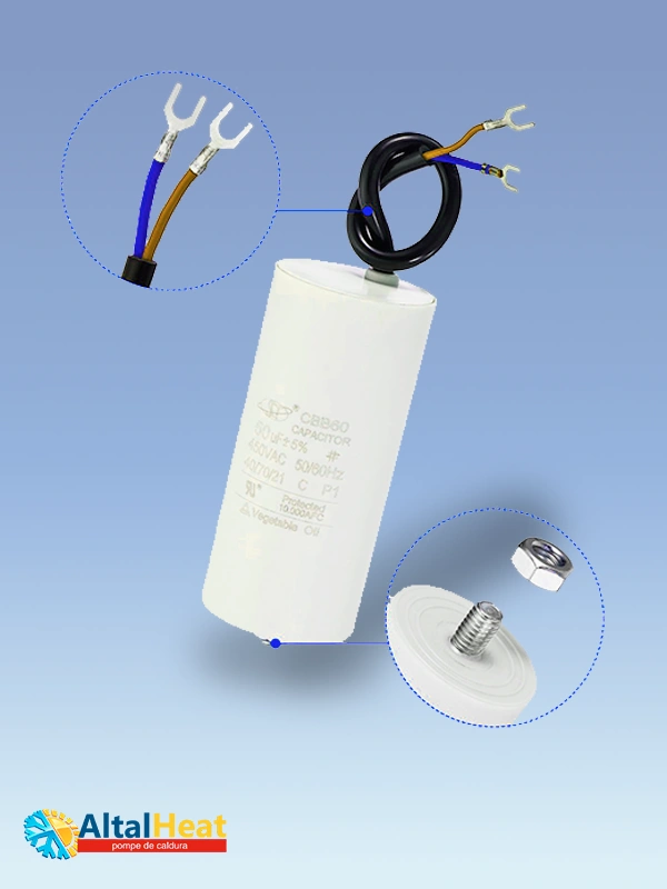 Пусковой конденсатор CBB60 60 μF 450 В Condensator de pornire CBB60 model